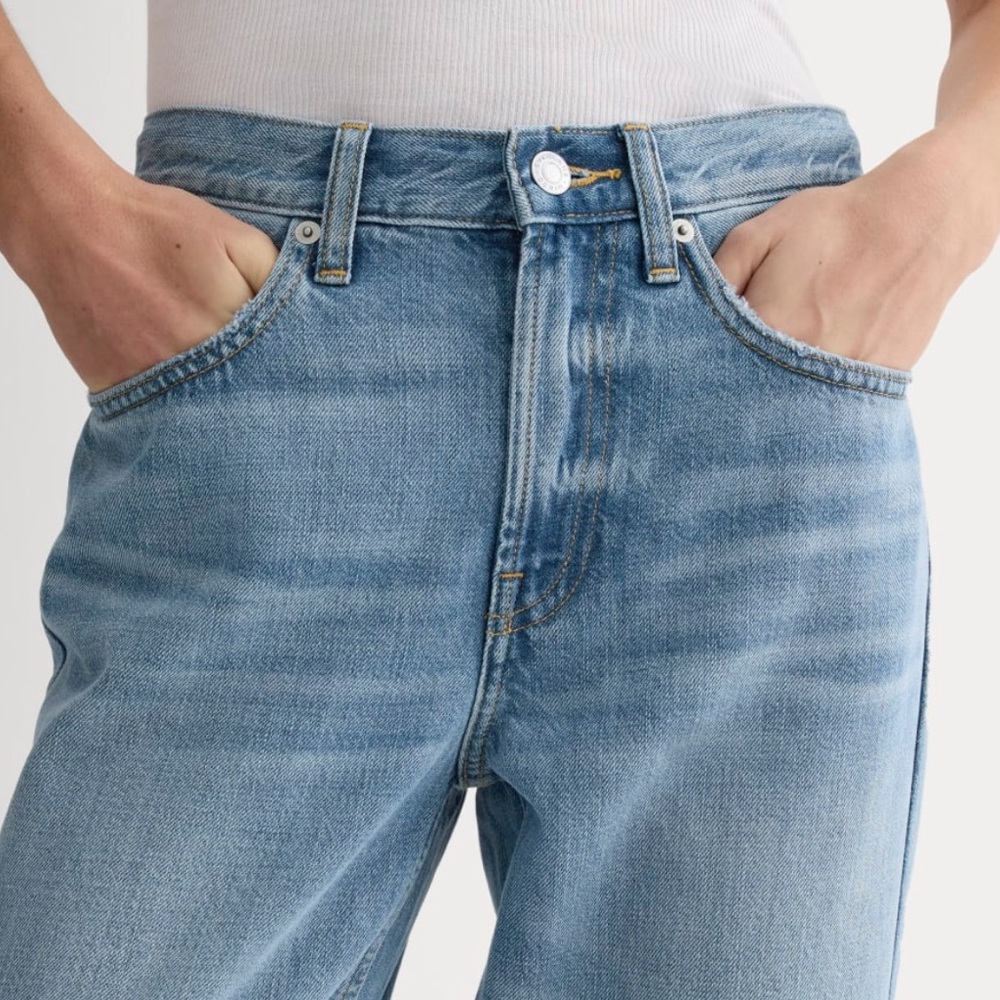 NWT Everlane The Runaround Relaxed Fit Straight Leg Jean in Weathered Blue 30